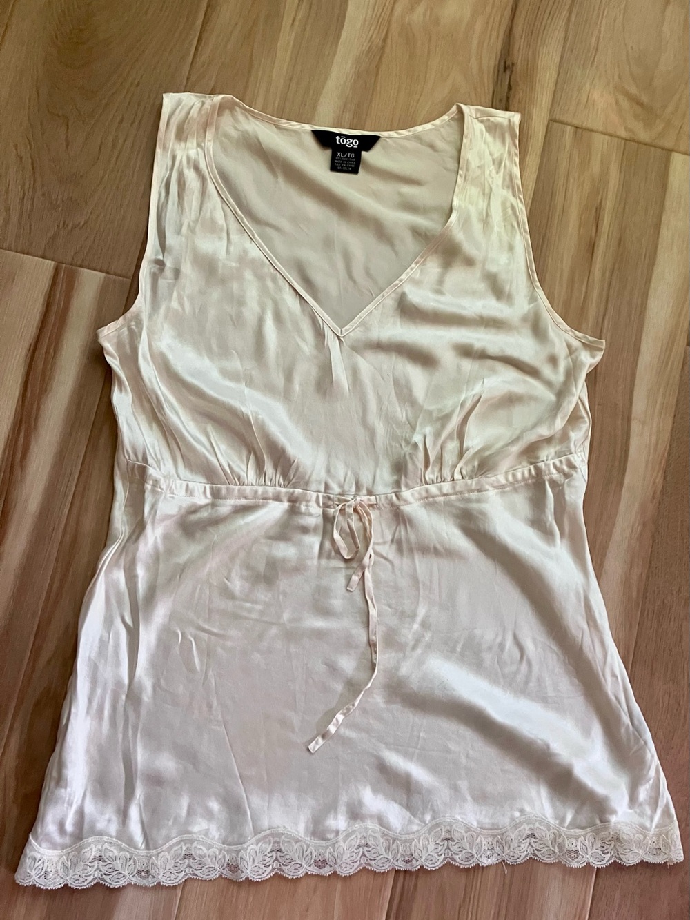 tögo 100% Silk Lace-Trim Tank Top